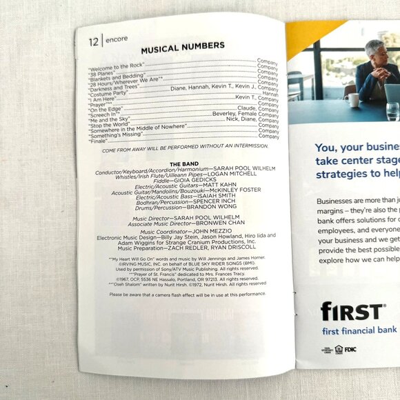 Come From Away Encore Program Aronoff Center Cincinnati Mar 2025 Broadway Tour - Picture 4 of 12